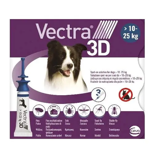 Vectra 3D Spot On Hond M - 10-25 Kg - 3 Pipetten