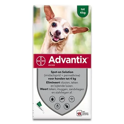 Advantix 40/200 - Hond < 4 Kg - 6 Pipetten