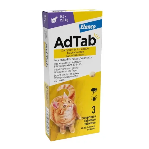 AdTab Kat Kauwtabletten - 0,5 - 2,0 Kg - 3 Tabletten