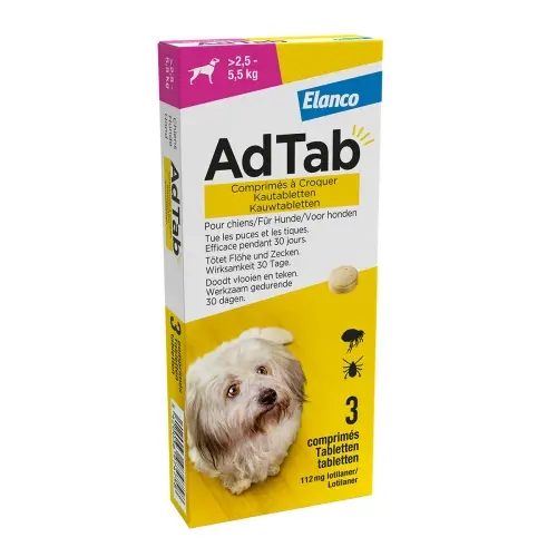 AdTab Hond Kauwtabletten - 2,5 - 5,5 Kg - 3 Tabletten