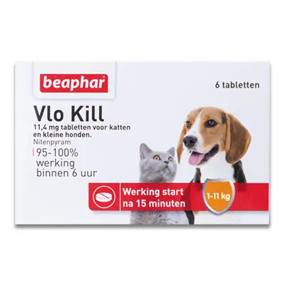 Beaphar Vlo Kill+ - Kat/Hond Tot 11 Kg - 6 Tabletten